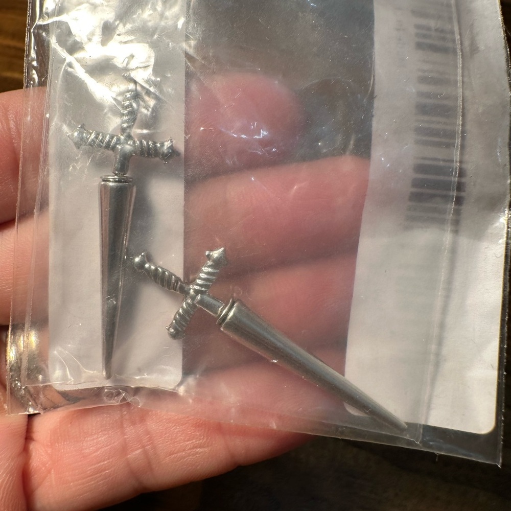Gothic Sword Earrings for Women & Men, Punk Style Dangle & Stud Dagger Earrings - Picture 3 of 4